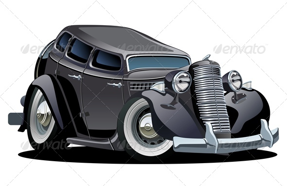 Vector Cartoon Retro Car - Man-made Objects Objects