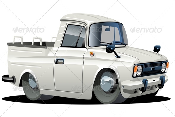 Vector Cartoon Pickup - Man-made Objects Objects