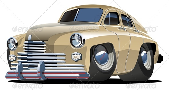 Vector Cartoon Retro Car - Man-made Objects Objects