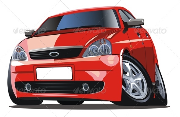 Vector Modern Cartoon Car - Man-made Objects Objects