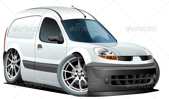 Vector Cartoon Delivery Van - Man-made Objects Objects
