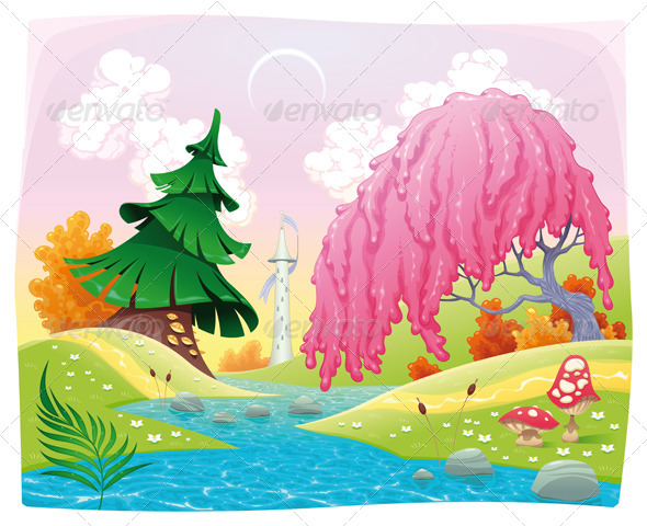 Fantasy landscape on the riverside. - Landscapes Nature