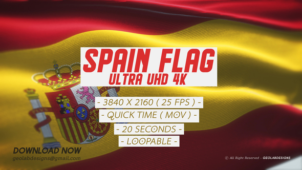 Spain Flag - Ultra UHD 4K Loopable alt