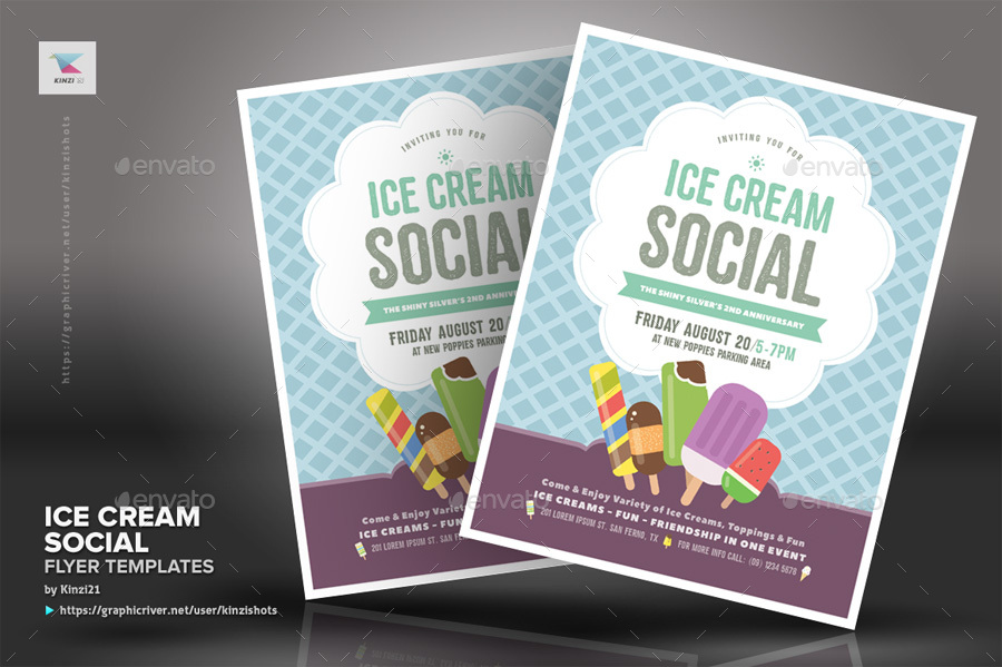 Ice Cream Social Flyer Templates by kinzishots | GraphicRiver