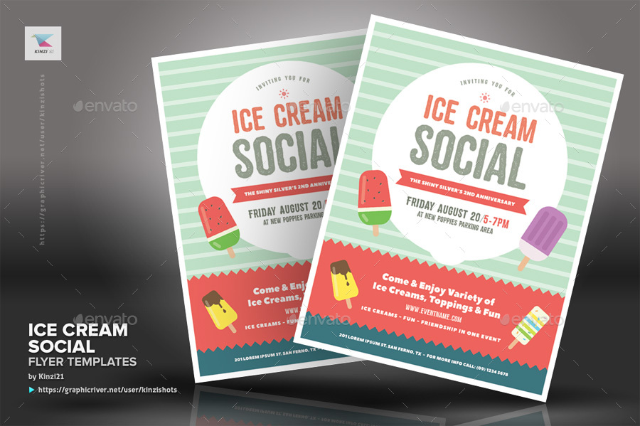 Ice Cream Social Flyer Templates by kinzishots | GraphicRiver