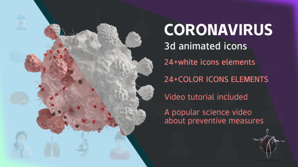 coronavirus 3d animated icons