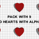 Hearts 3D with Shadow (Pack with 9) - VideoHive Item for Sale