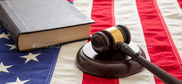 Law Gavel And Book On United States Of America Flag Stock Photo By Rawf8