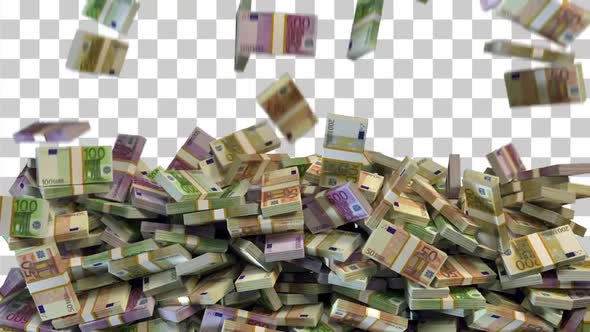 Money Falling / Stacked Euro Bills Falling - 4K alt