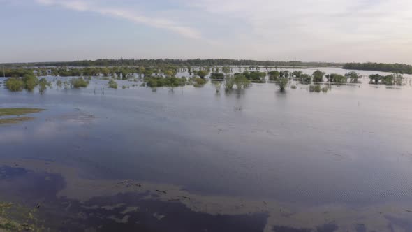 Aerial Drone Footage of High Water in Spring Time