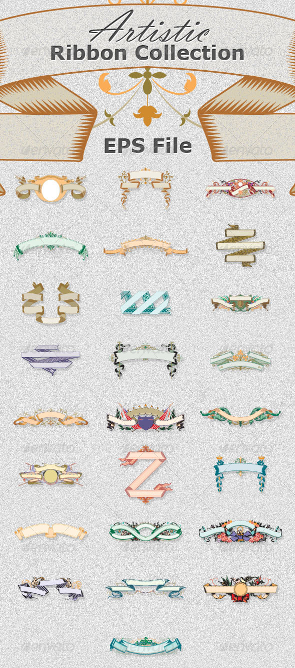 25 Artistic Ribbons Collection - Decorative Symbols Decorative