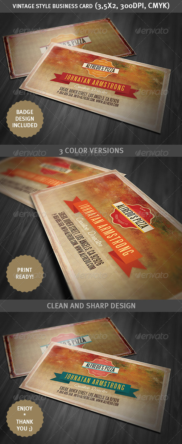 Grunge Style Business Card 2 - Retro/Vintage Business Cards