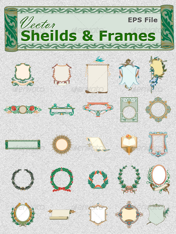 25 Vector Shields & Frames - Decorative Symbols Decorative