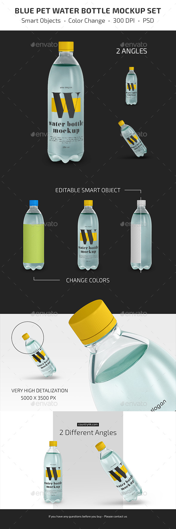 Download Blue Pet Water Bottle Mockup Set By Country4k Graphicriver