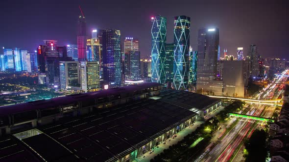 Timelapse Famous Shenzhen Exhibition Center Roof of Futian alt