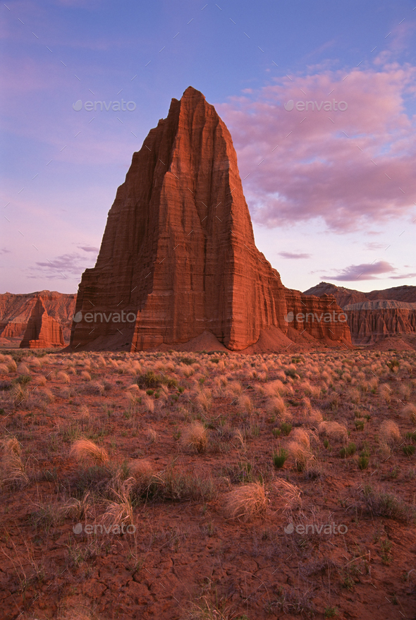 Temple of the Sun and Temple of the Moon, in the national park at Capitol Reef in Utah.