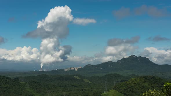 Steam is moving over Mae Moh coal power plant, alt