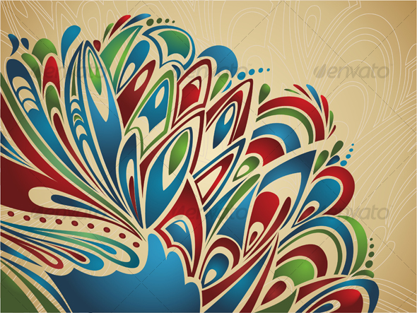 Artistic background with abstract feathers