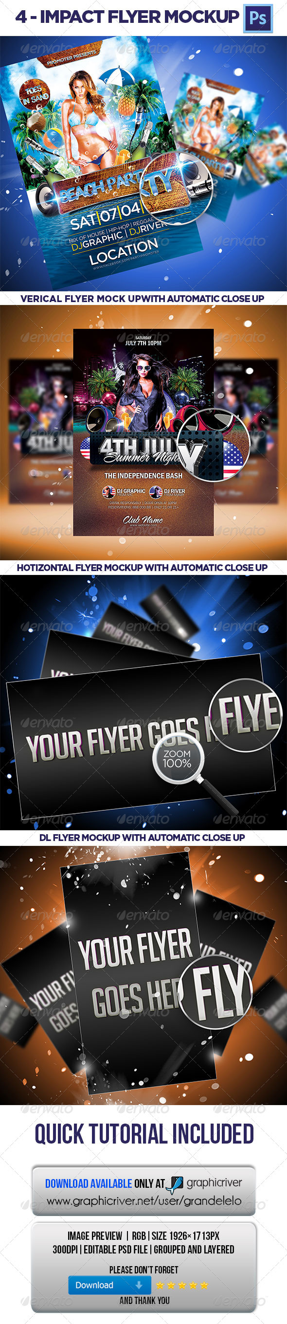 4 Impact Flayer Mockup - Flyers Print