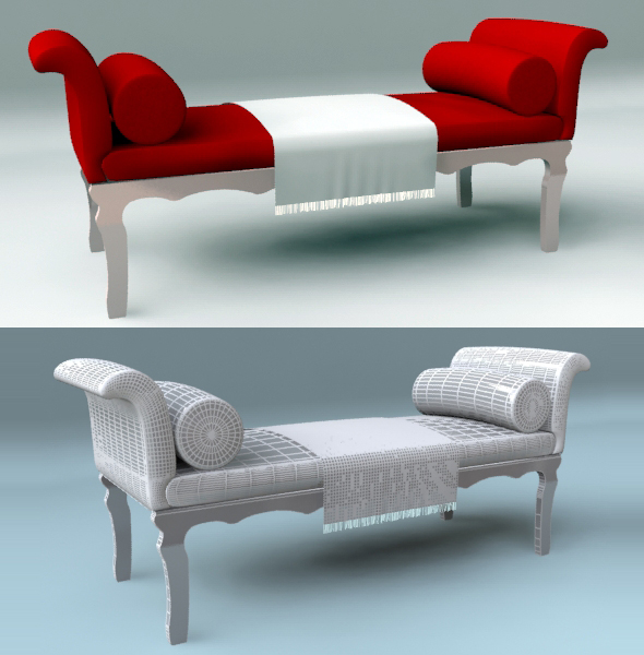 Red Chaise Bench - 3Docean 93387