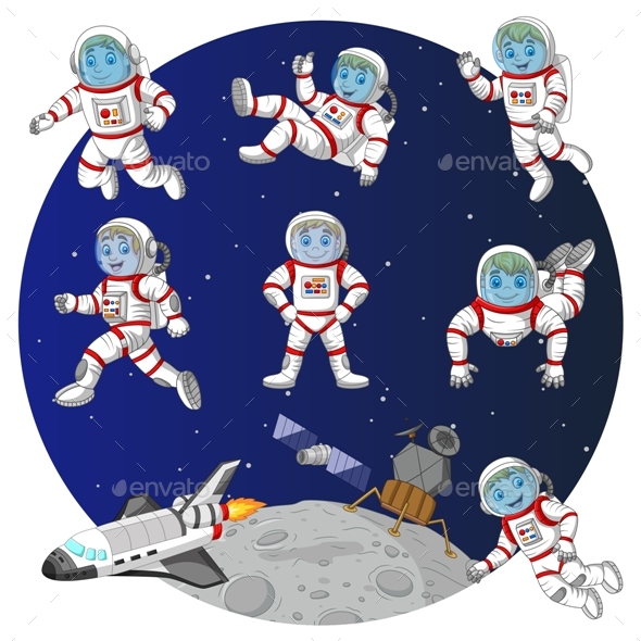 Cartoon Astronauts by tigatelu | GraphicRiver