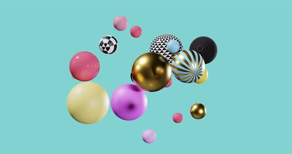 Abstract Spheres Background Composition of Flying Balls 3D Mixed Realistic Globes