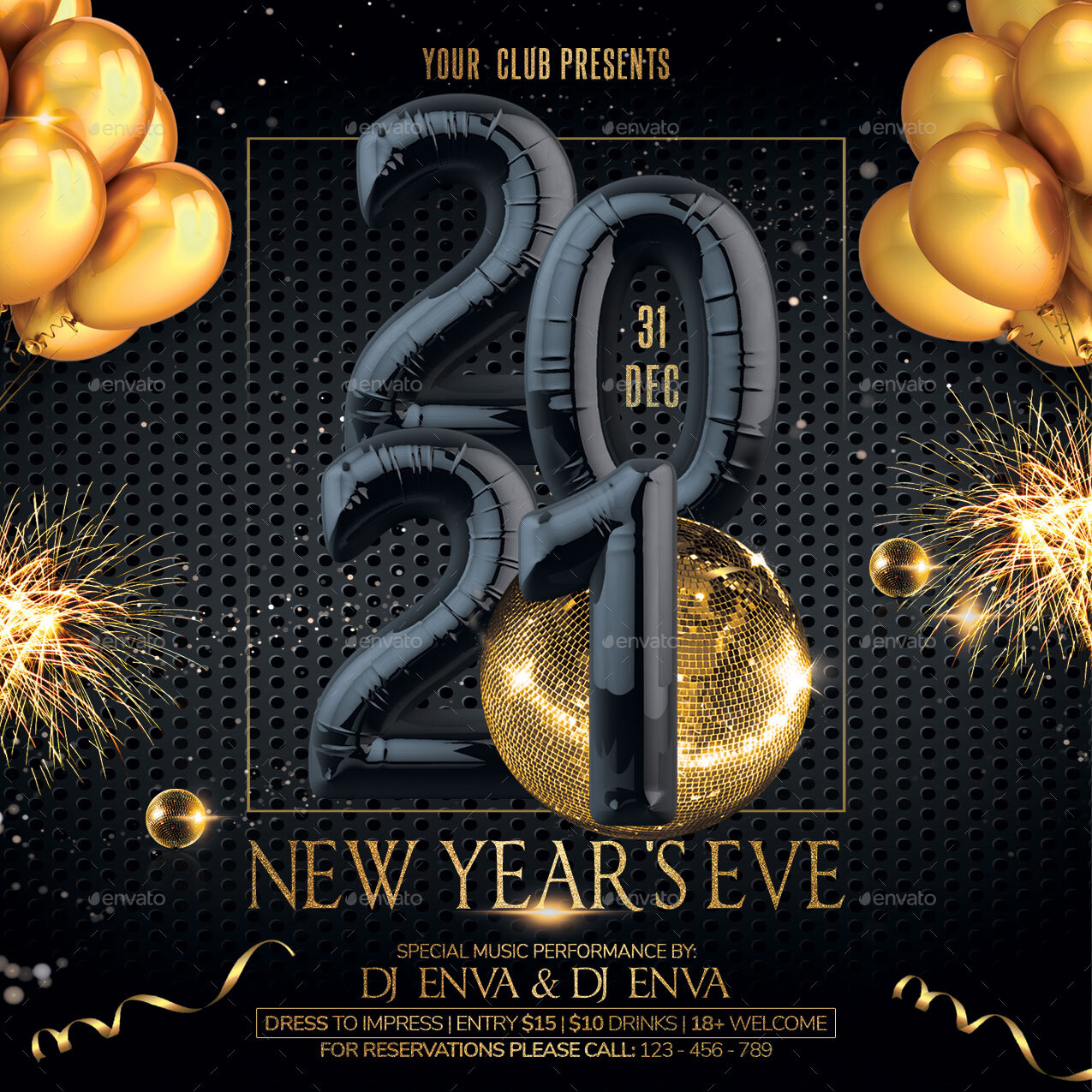 New Years Eve 2021 : Creative New Year Eve 2021 Poster Template Image