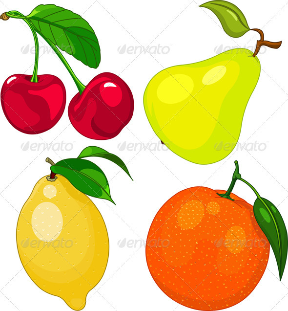 Cartoon fruit set - Food Objects