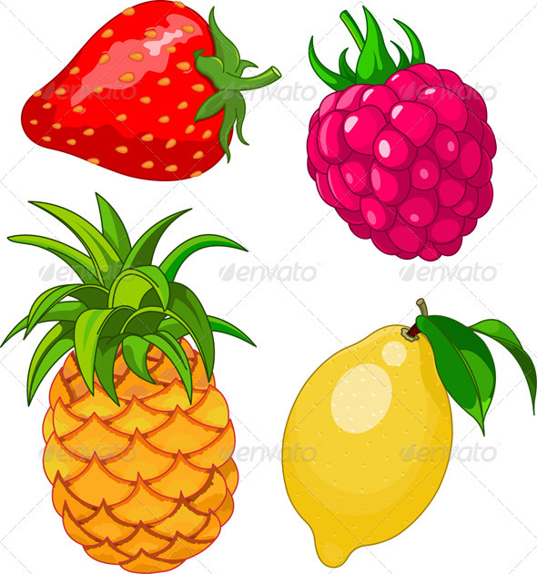 Cartoon fruit set - Food Objects