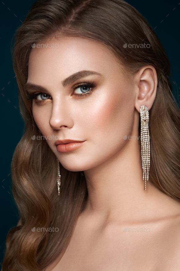Portrait beautiful woman with jewelry - Stock Photo - Images