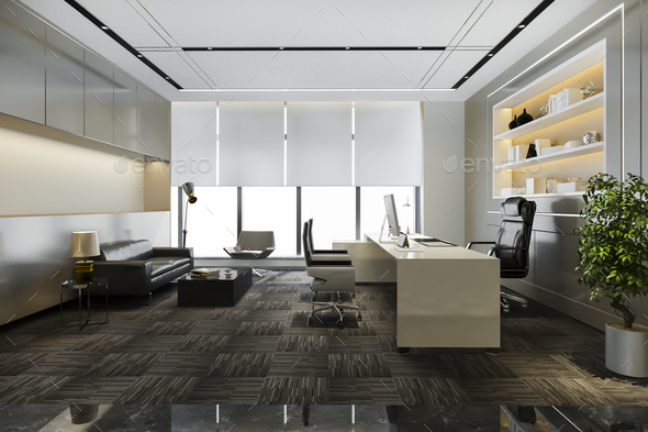 3d rendering luxury business meeting and working room in executive office - Stock Photo - Images