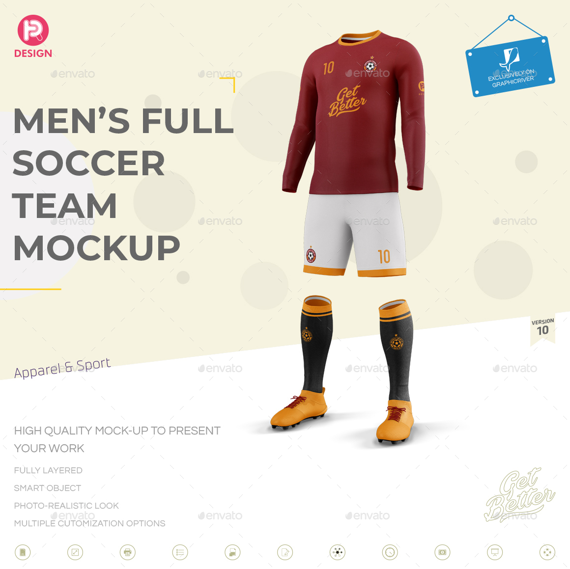Men's Full Soccer Team Kit mockup V10 by TRDesignme ...