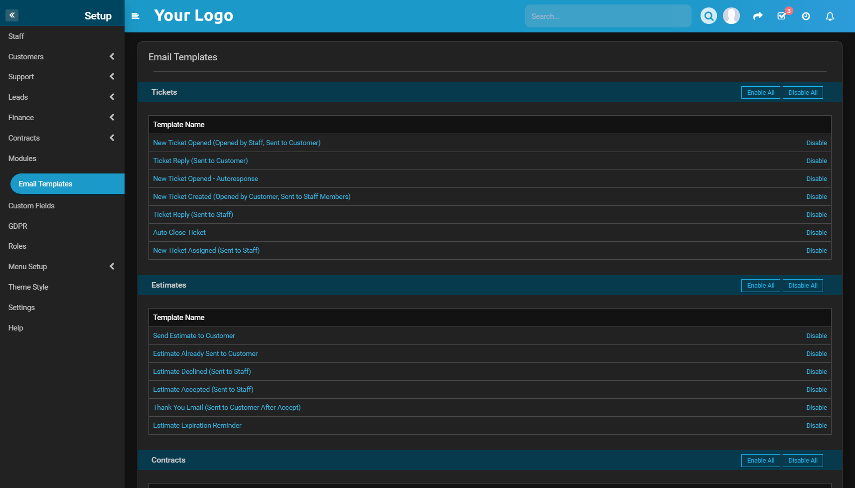 Ultimate Dark Theme for Perfex CRM