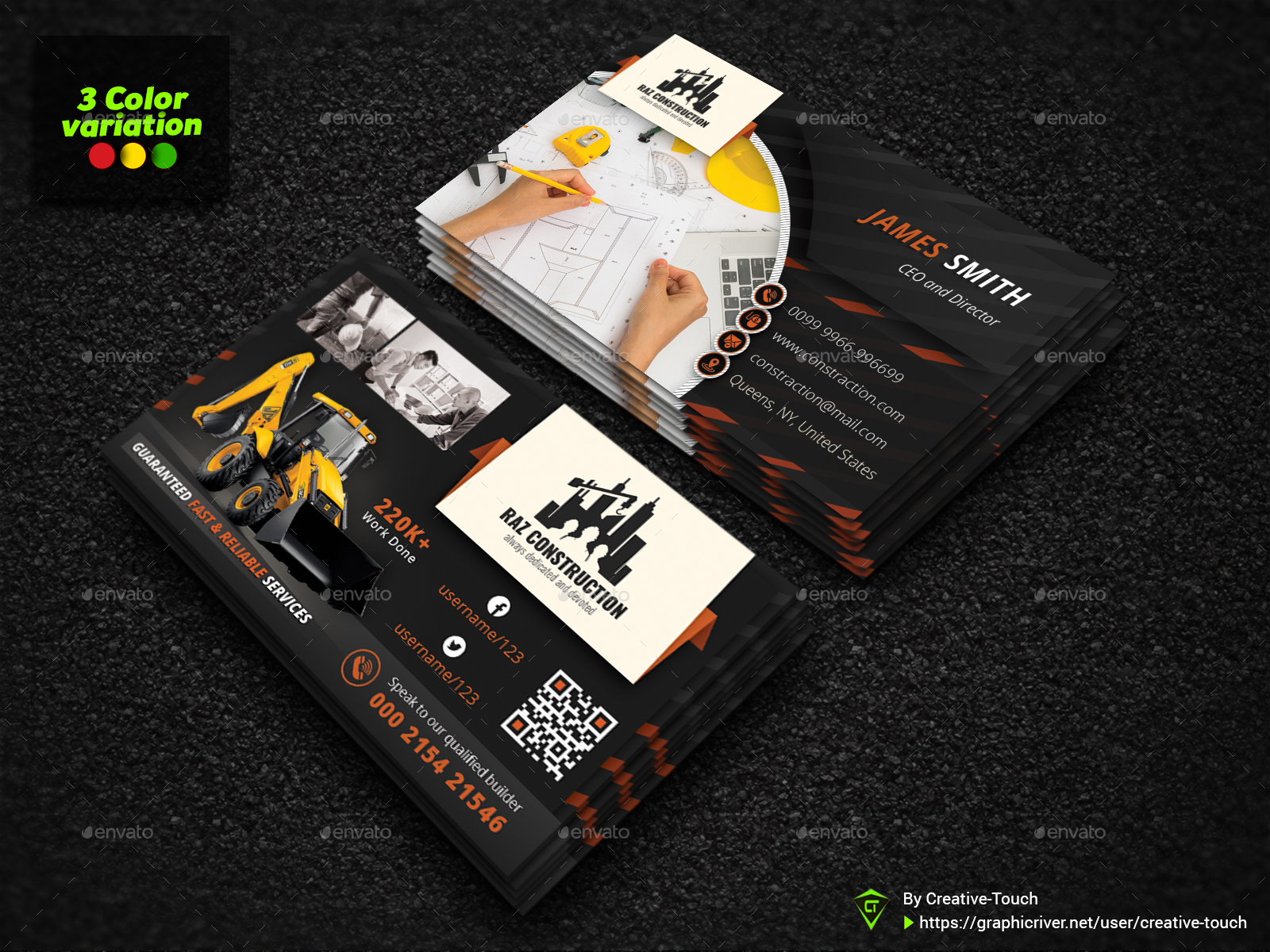 Construction Business Card, Print Templates | GraphicRiver