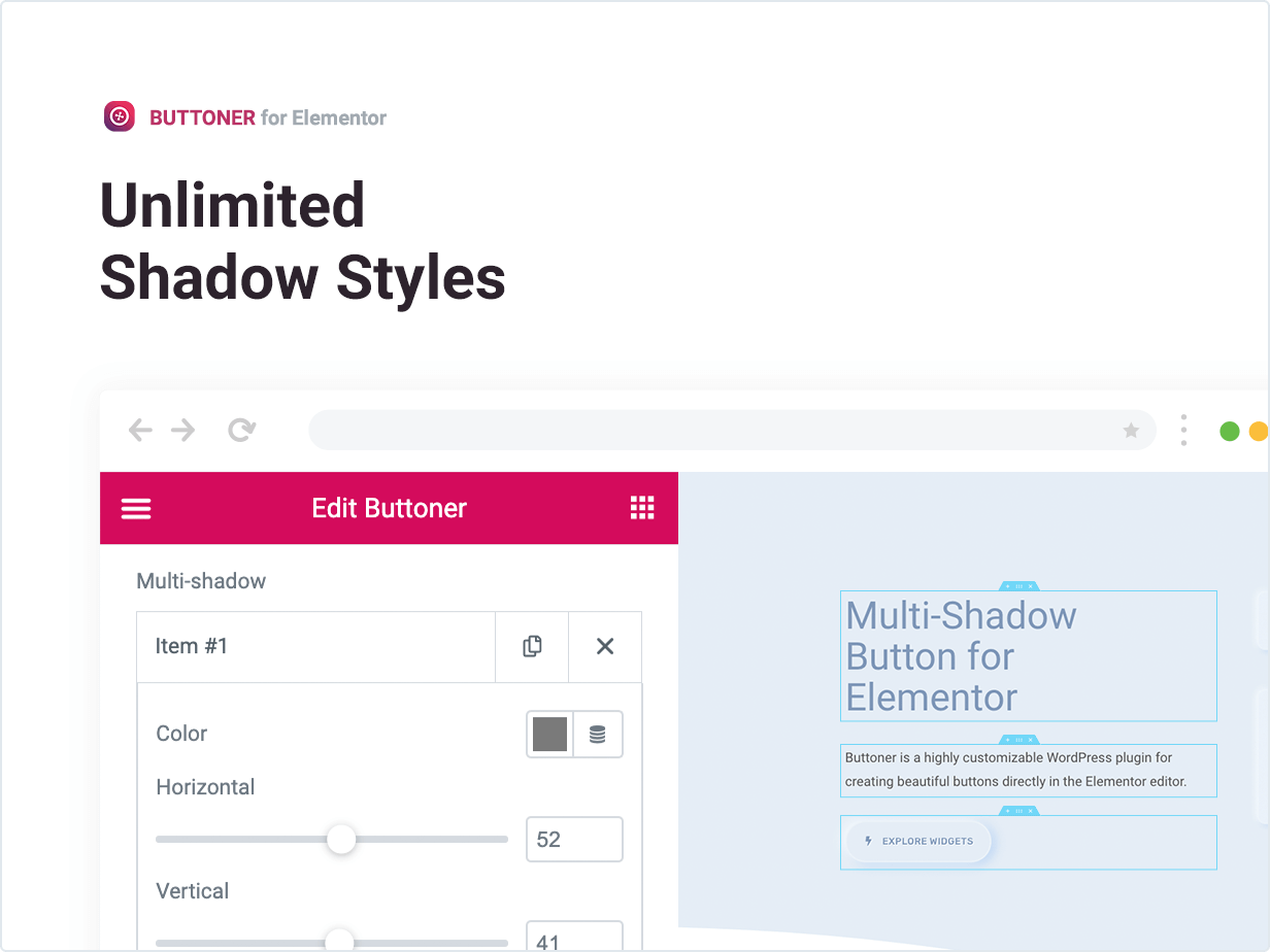 Buttoner ﾖ Multi-shadow Button for Elementor by merkulove | CodeCanyon