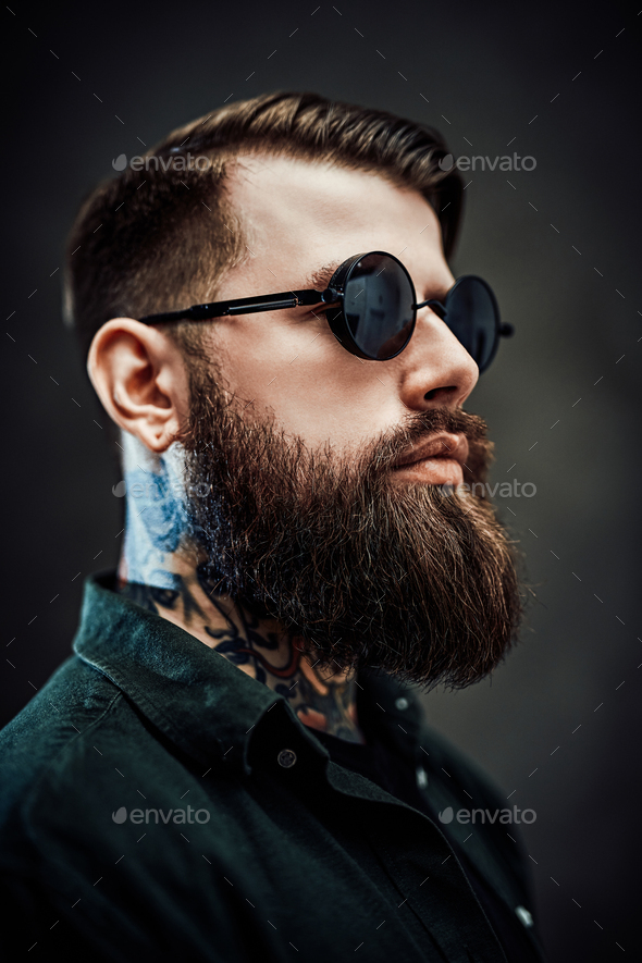 Boy Wearing Sunglasses Behind A Dark Background, Cool Profile