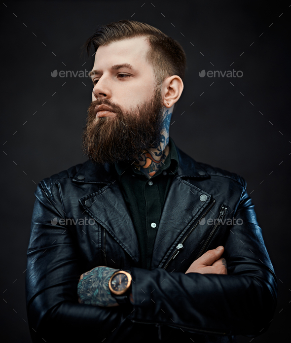 Tattooed bearded man takes a selfie in the park  stock photo 825963   Crushpixel