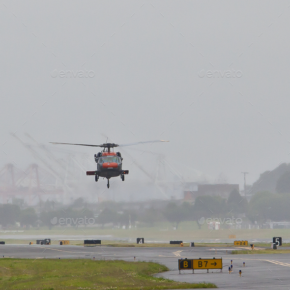 Helicopter Landing on a Runway