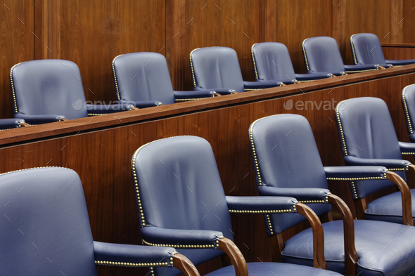 Empty Jury Seats in Courtroom - Stock Photo - Images