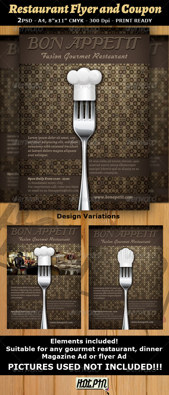 Restaurant Magazine Ad or Flyer Template v7 - Restaurant Flyers