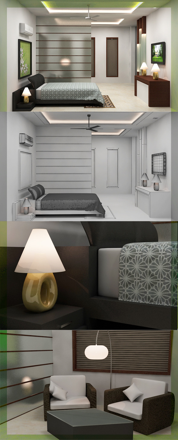 Realistic Bedroom interior - 3Docean 2569616