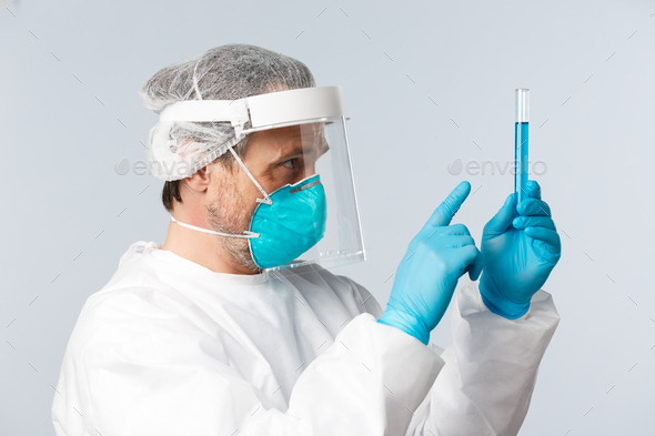 Covid-19, preventing virus, healthcare workers and vaccination concept. Profile of doctor in - Stock Photo - Images