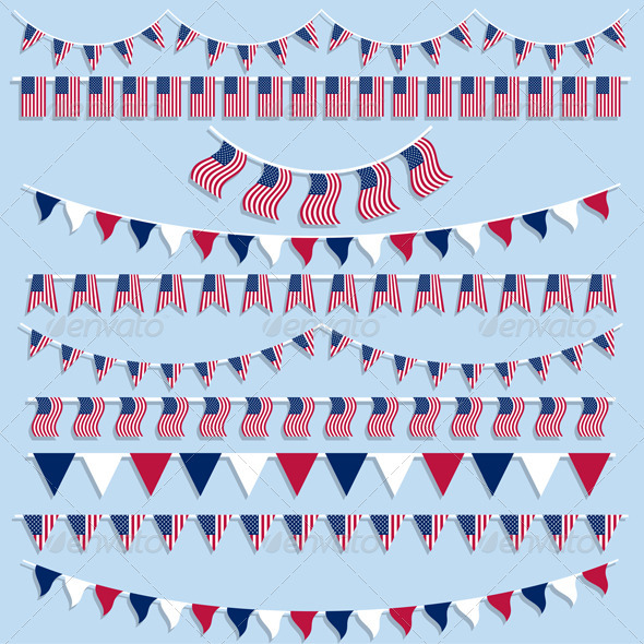American flag bunting - Objects Vectors