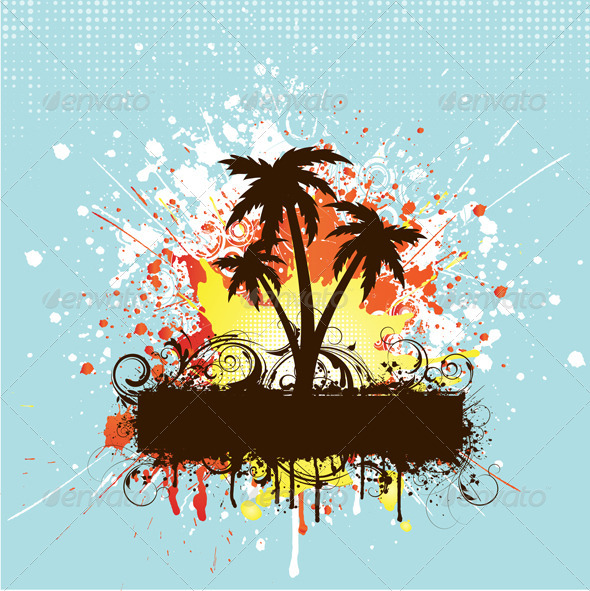 Grunge Palm Trees Background - Backgrounds Decorative