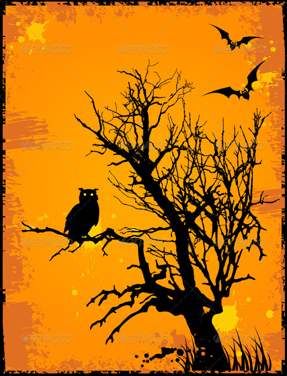 Halloween Background with Owl - Halloween Seasons/Holidays