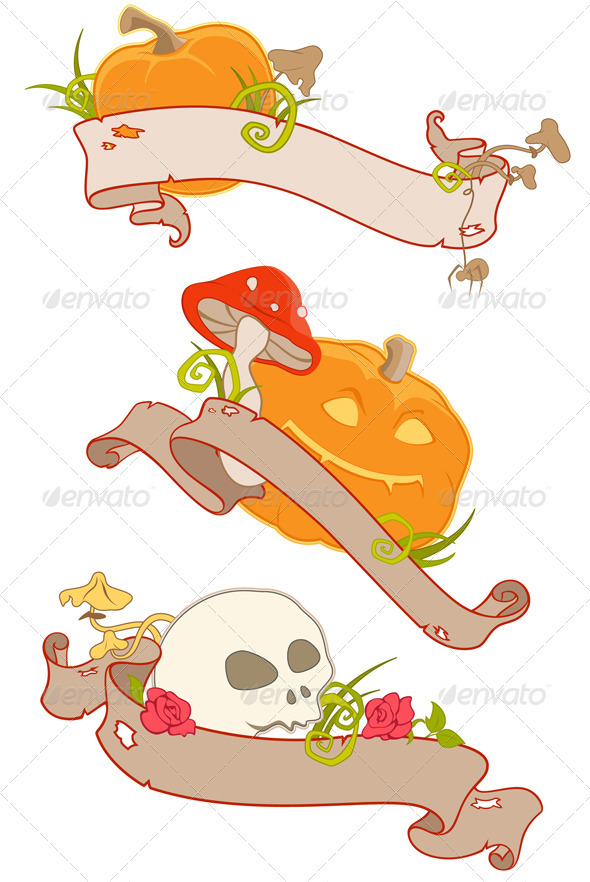 Halloween Banners with Ribbons - Halloween Seasons/Holidays