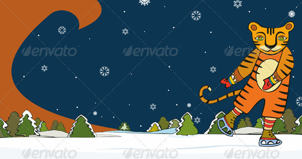 Tiger Skater Winter - Seasons/Holidays Conceptual