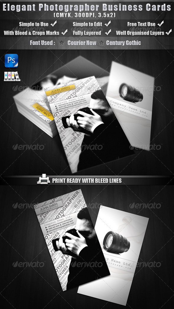 Elegant Photographer Business Cards - Industry Specific Business Cards