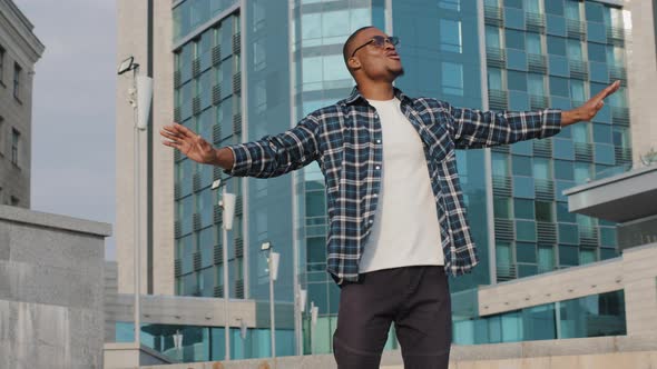 Stylish Happy African Male Model Man Dancer in Plaid Shirt and Trendy Sunglasses Afro American Black alt