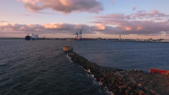 Sea Coast and Harbor Aerial View